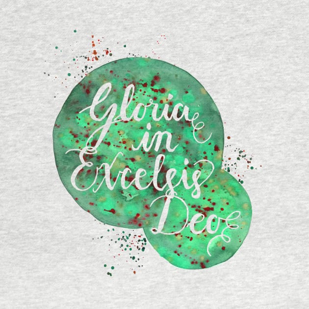 Hand Painted Watercolor "Gloria in Excelsis Deo" by SingeDesigns